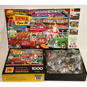 Kodak Premium 1000-Piece Puzzle “50’s Diner” • Route 66 • Complete with Poster